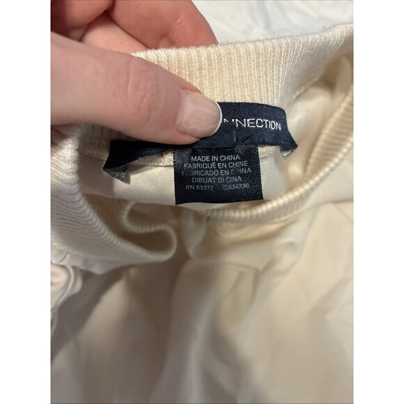 French Connection Ivory Beige Bubble Short Sleeve Crop Knit Sweater Top Small - Picture 4 of 7